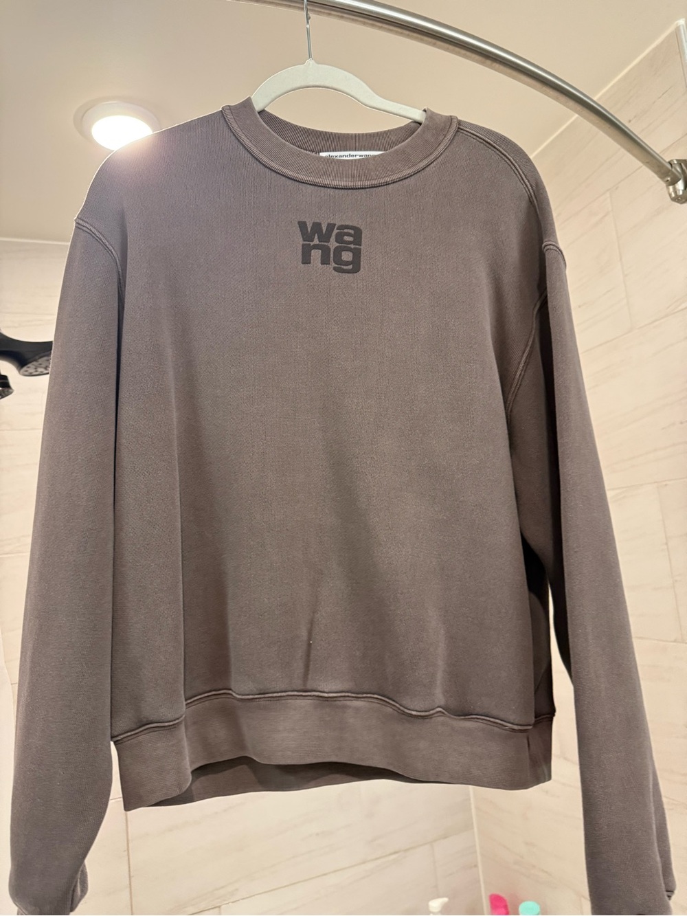 Alexander Wang brown gray logo crewneck sweatshirt